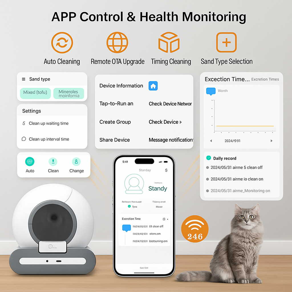 Smart Self-Cleaning Cat Litter Box with App Contro